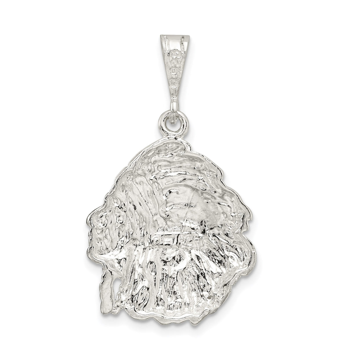 Sterling Silver Native American Chief Pendant with Headdress Design, Tribal Style for Men