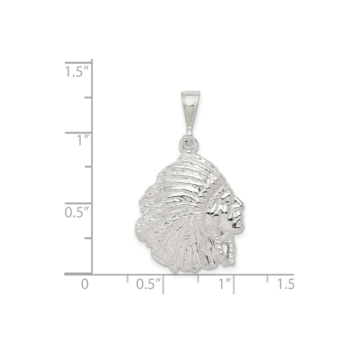 Sterling Silver Native American Chief Pendant with Headdress Design, Tribal Style for Men