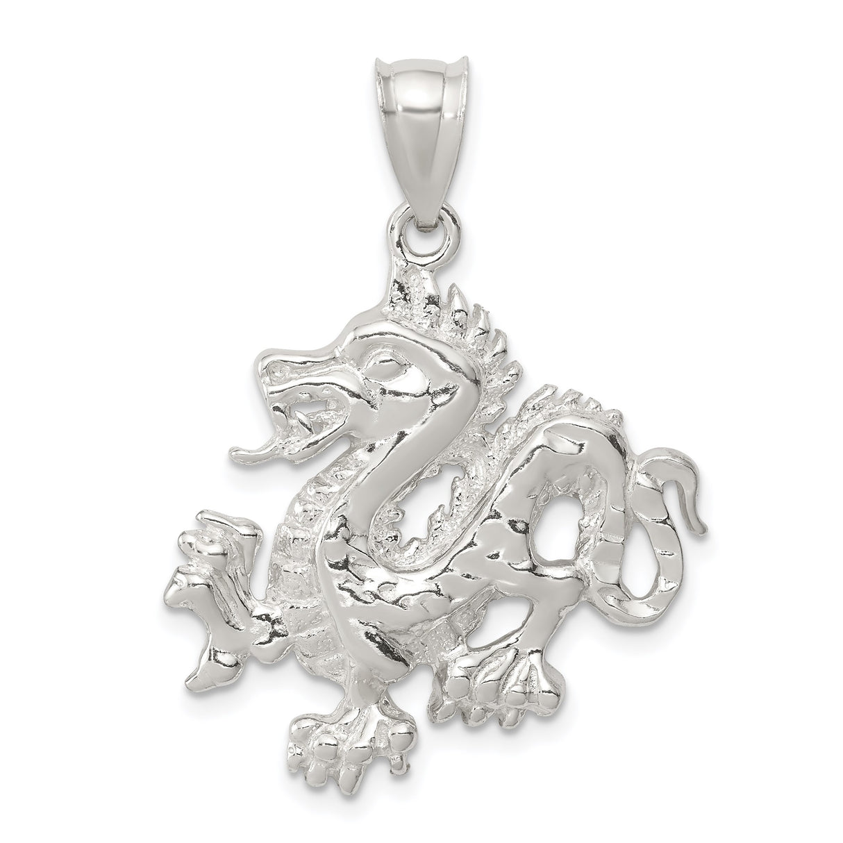 Sterling Silver Dragon Pendant, Chinese Mythology Symbol of Strength and Wisdom, Unisex Charm