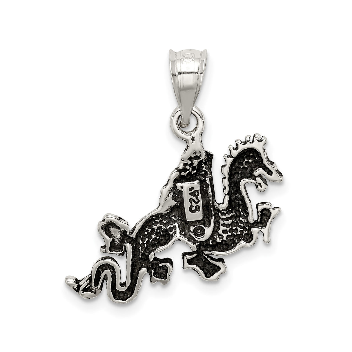 Sterling Silver Winged Dragon Pendant with Gothic Medieval Fantasy Design