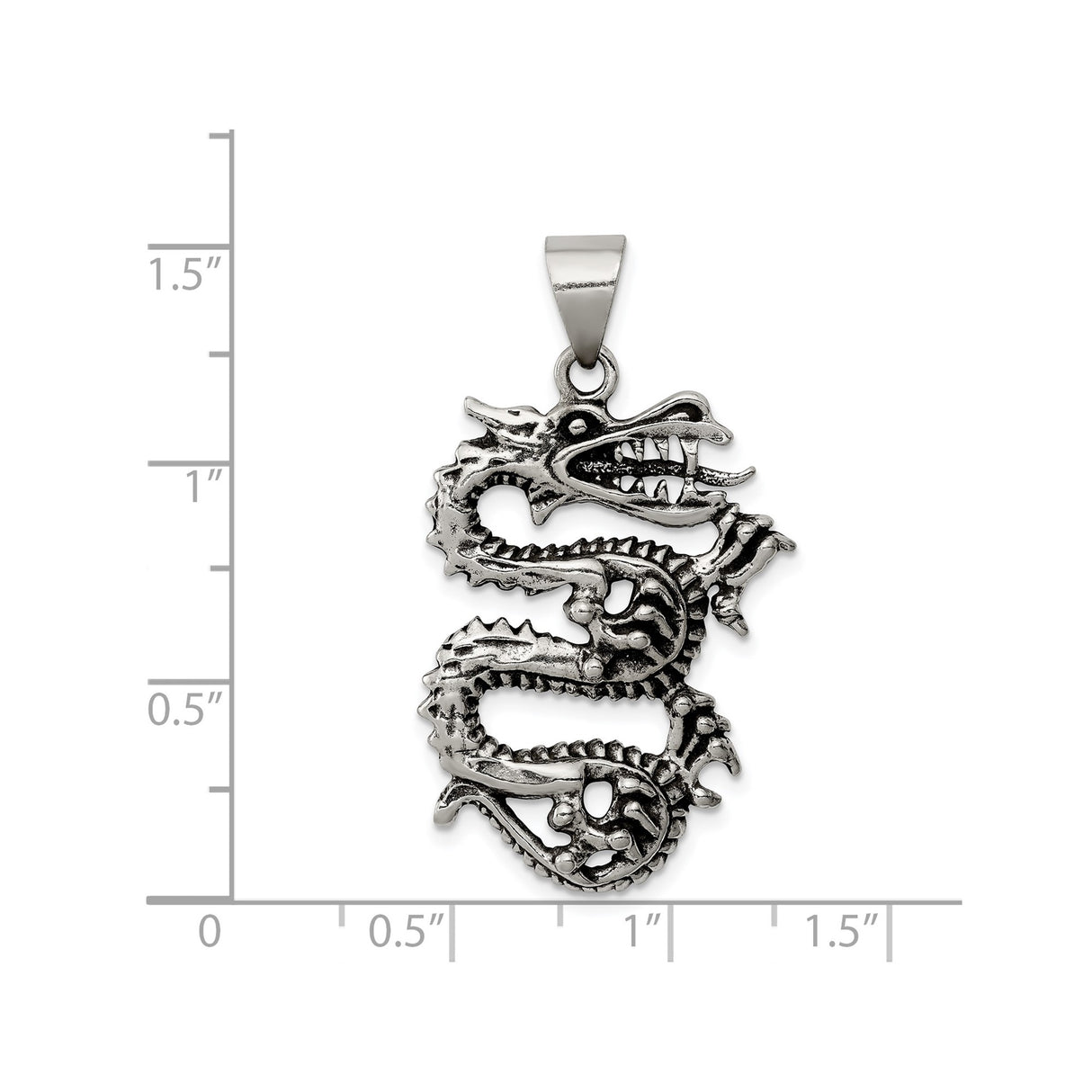 Sterling Silver Dragon Pendant with Detailed Eastern Design, Symbol of Strength and Wisdom