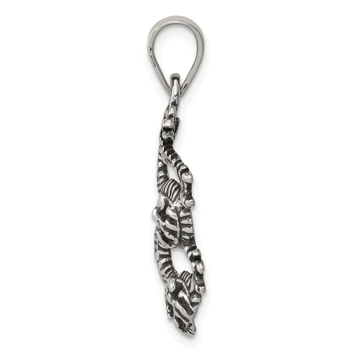 Sterling Silver Dragon Pendant with Intricate Serpentine Design, Asian Inspired Amulet