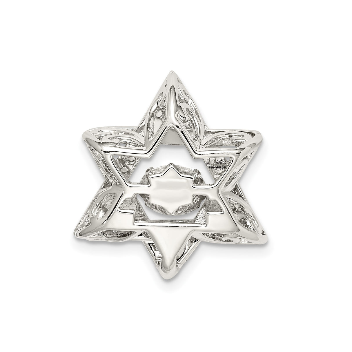 Sterling Silver Star of David Pendant with Cubic Zirconia, Jewish Spiritual Symbol