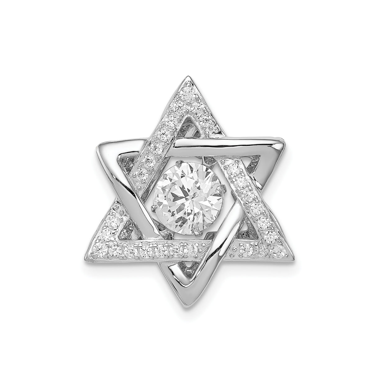 Sterling Silver Star of David Pendant with Cubic Zirconia, Jewish Spiritual Symbol