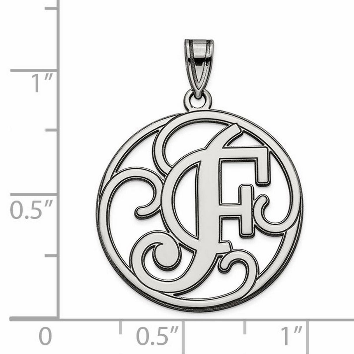 Sterling Silver Monogram Pendant with Script Initial in Round Frame, Personalized Charm Jewelry
