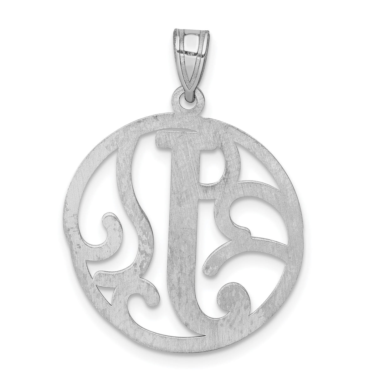 Sterling Silver Letter J Pendant, Script Initial Charm, Openwork Monogram Jewelry