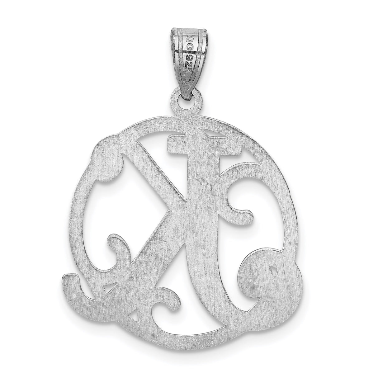 Sterling Silver Initial K Pendant, Script Letter Charm in Circular Frame