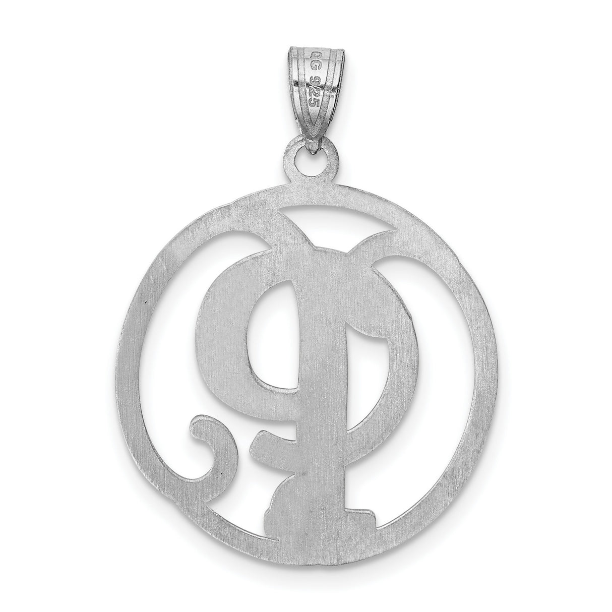 Sterling Silver Script Letter P Pendant, Openwork Monogram Charm for Women