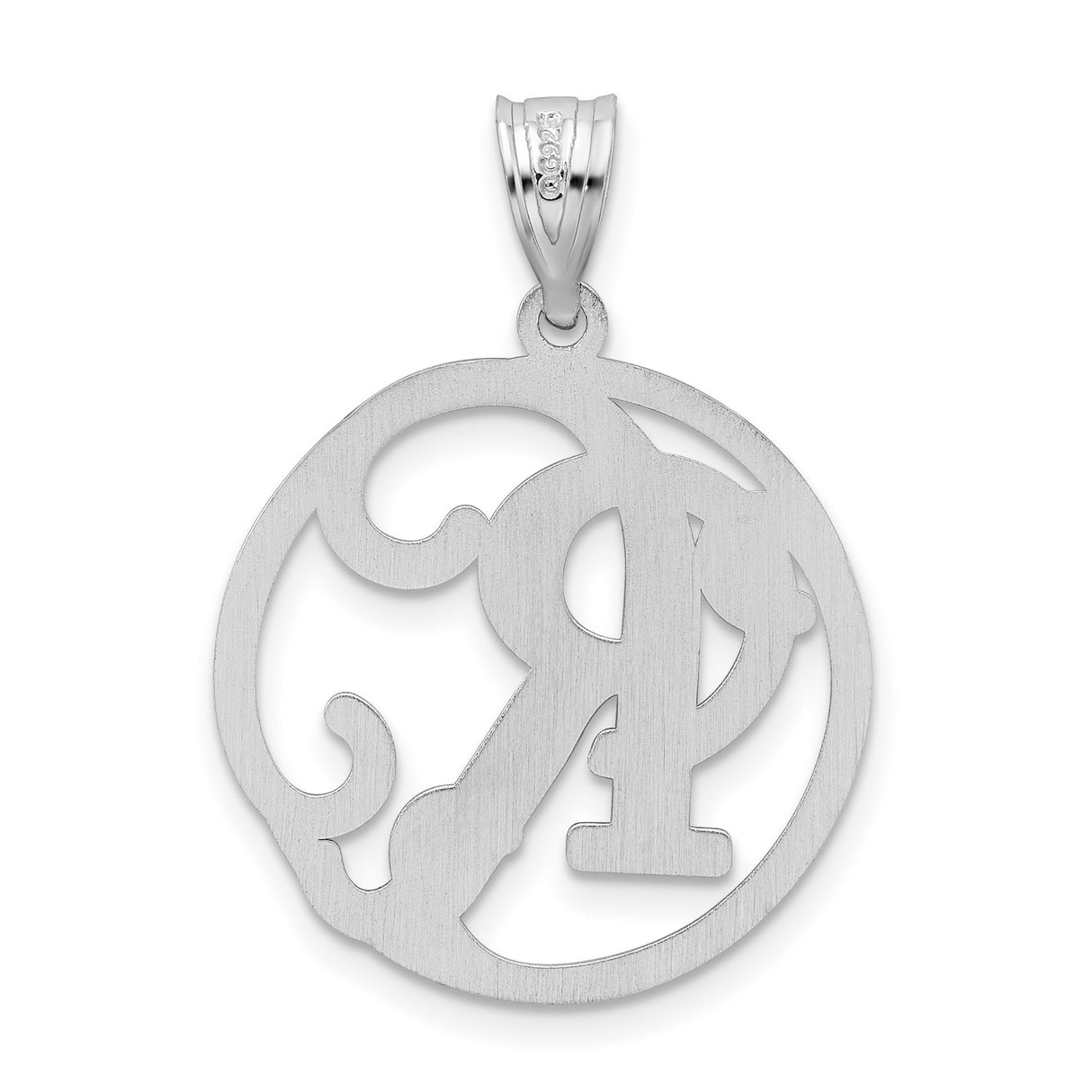 Sterling Silver Initial Pendant with Ornate Letter R in Circular Openwork Design