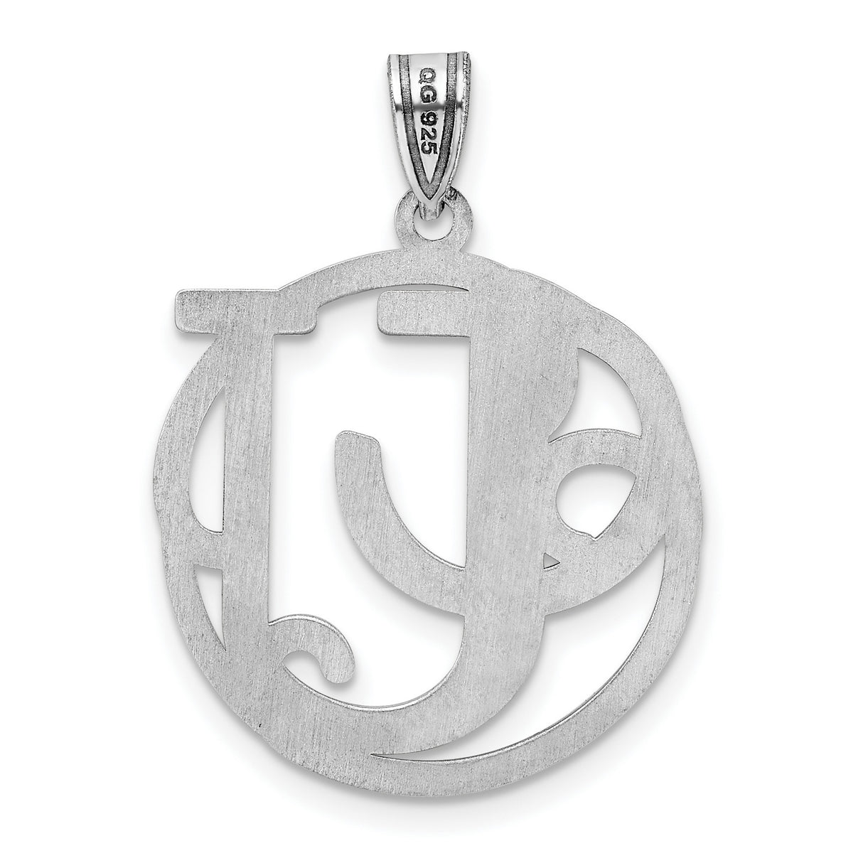 Sterling Silver Monogram Pendant with Interlocking E and J Letters in Openwork Circle Design