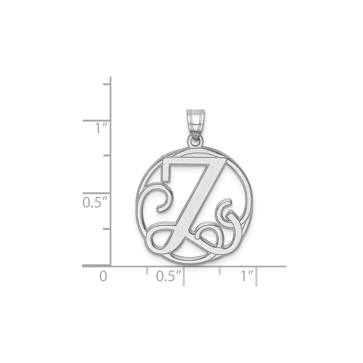Sterling Silver Script Z Pendant, Circular Initial Charm, Monogram Letter Jewelry