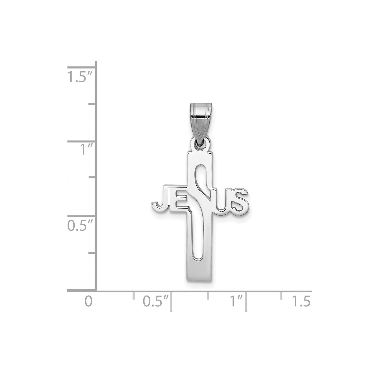 Sterling Silver Cross Pendant with Jesus, Vertical Cutout Religious Design for Men and Women