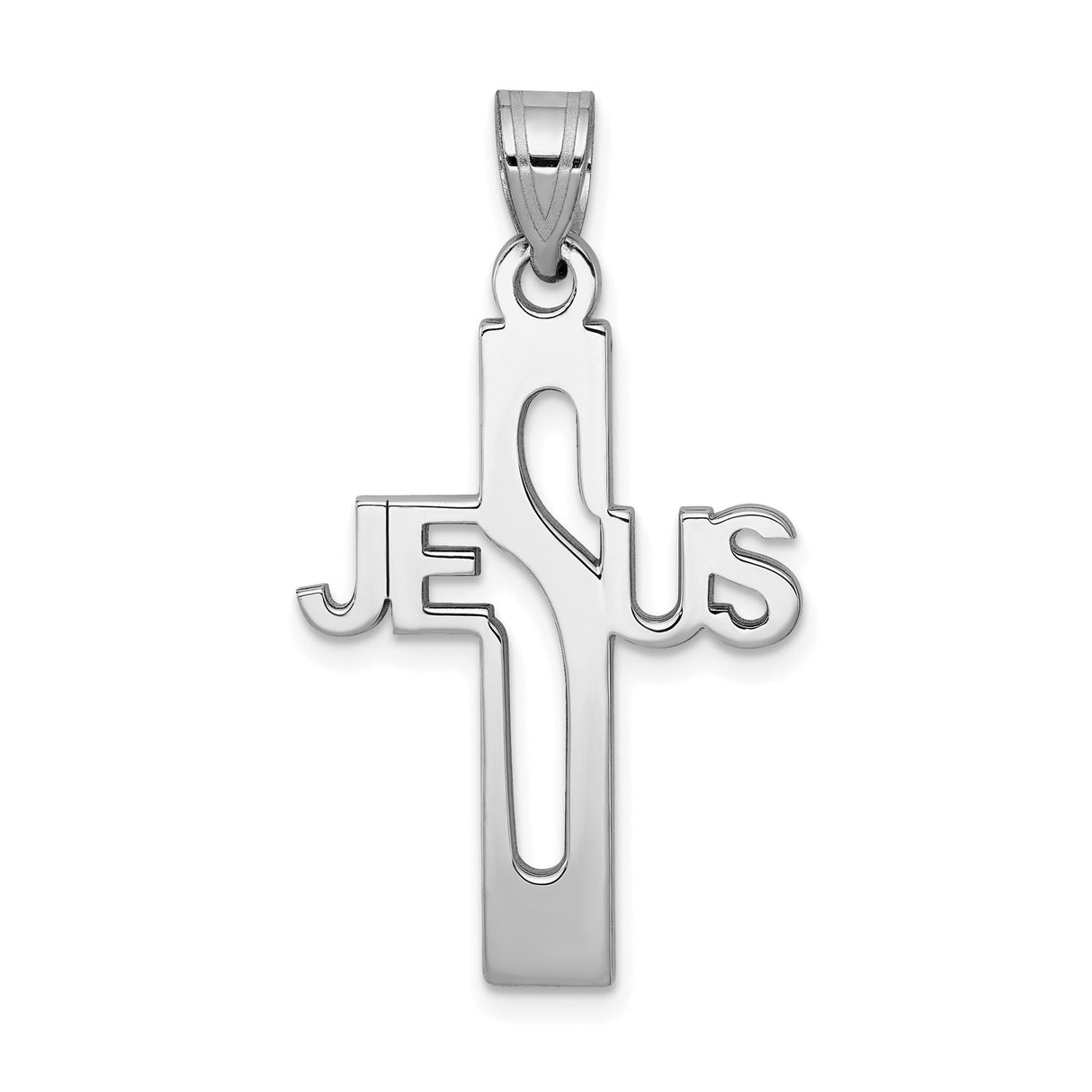 Sterling Silver Cross Pendant, High Polish Minimalist Religious Design for Men and Women