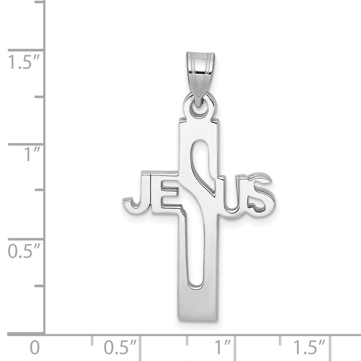 Sterling Silver Cross Pendant with Mirror Finish, Bold Clean Edges, Modern Religious Design