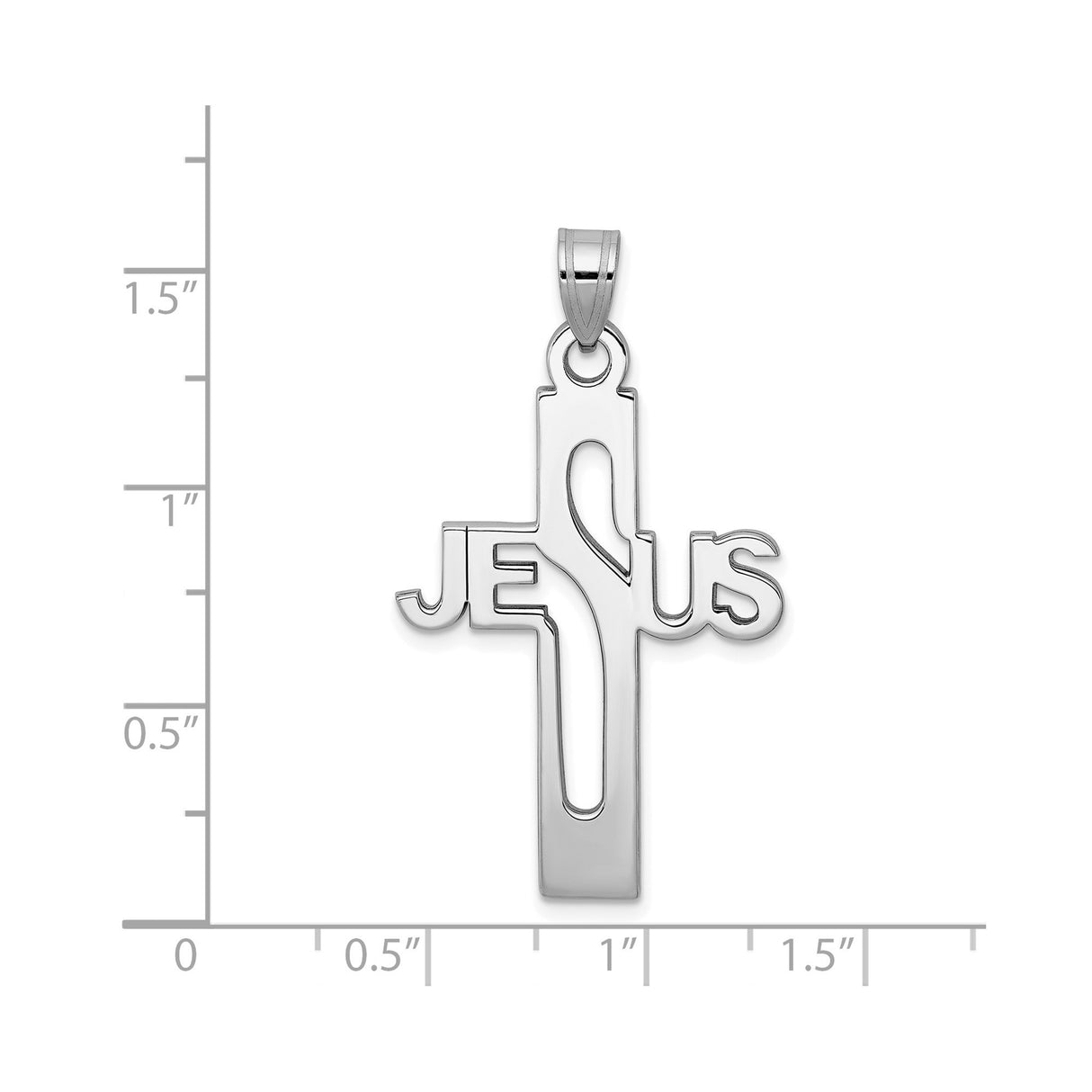 Sterling Silver Cross Pendant, Polished Modern Christian Design, Unisex Religious Charm