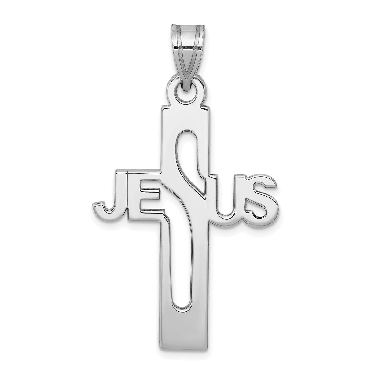 Sterling Silver Cross Pendant with Mirror Finish, Modern Religious Design for Men and Women