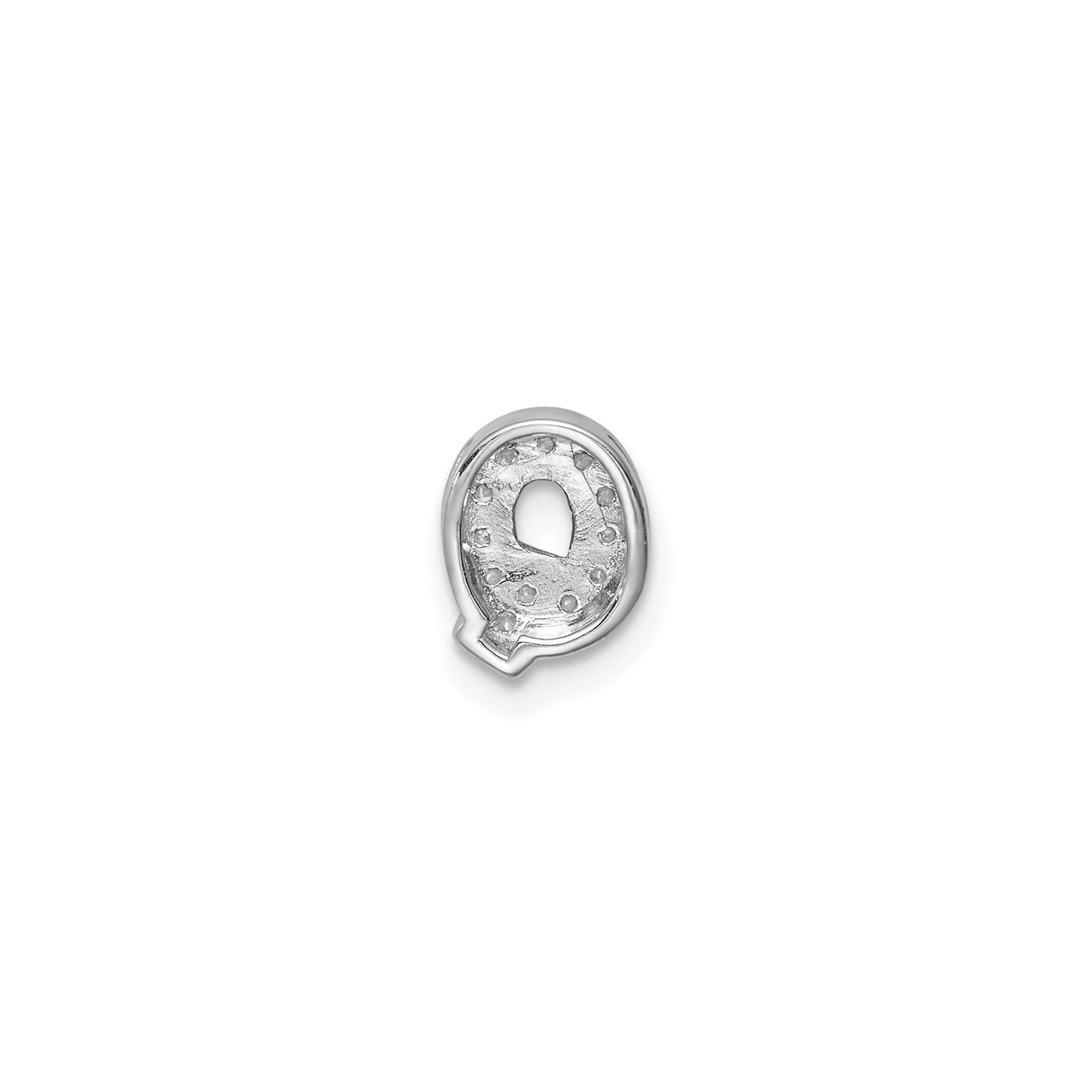 Sterling Silver Letter Q Charm with Cubic Zirconia, Pavé Accents and Polished Finish