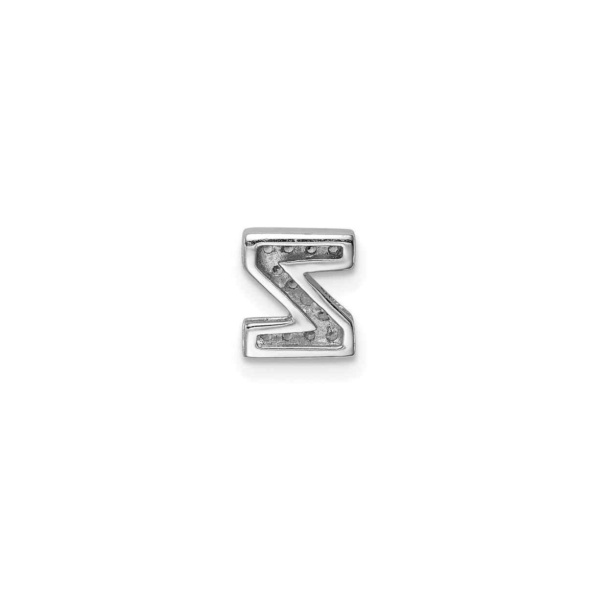 Sterling Silver Letter Z Pendant Charm with Cubic Zirconia, Sliding Initial Jewelry