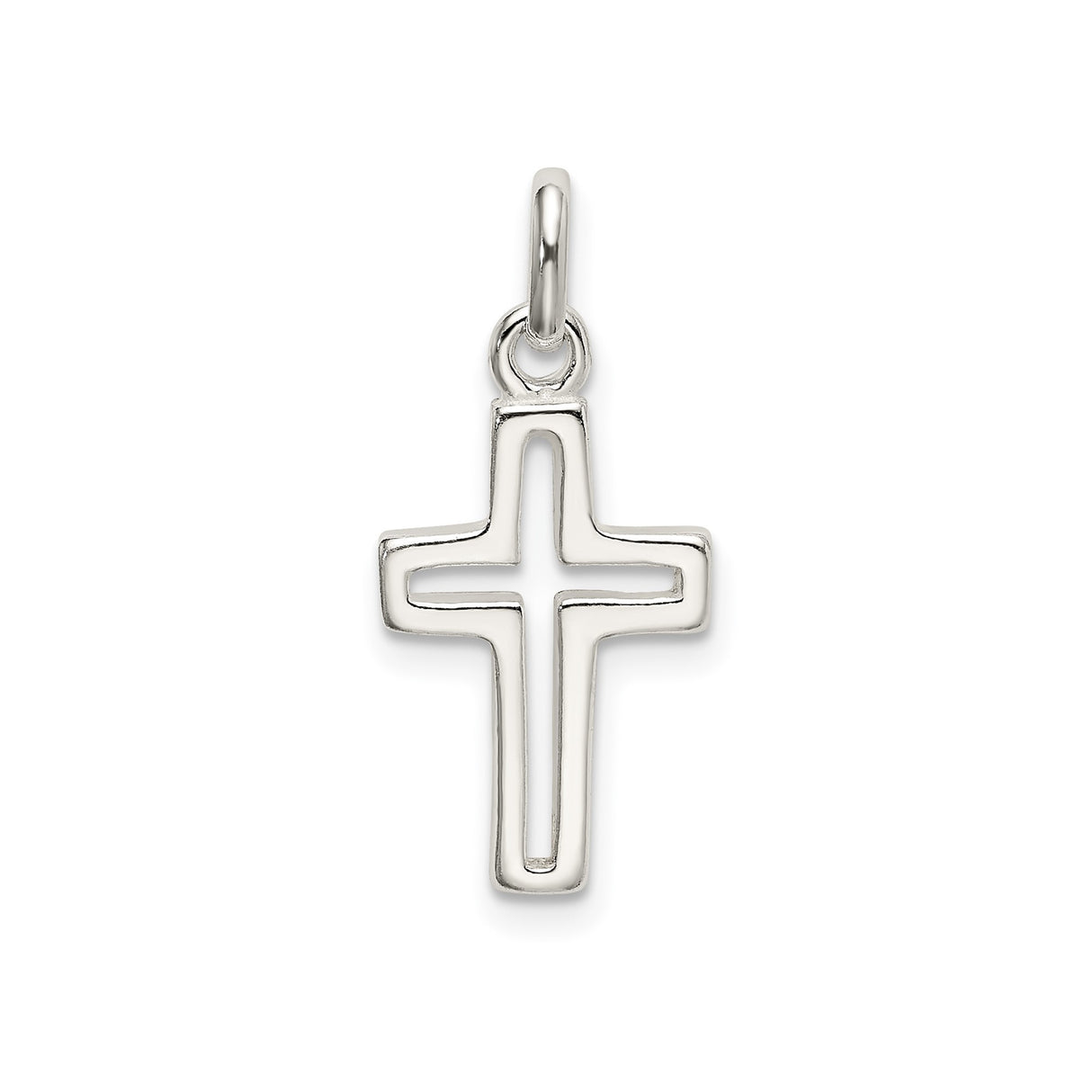 Sterling Silver Cross Pendant with Minimalist Openwork Design for Men and Women