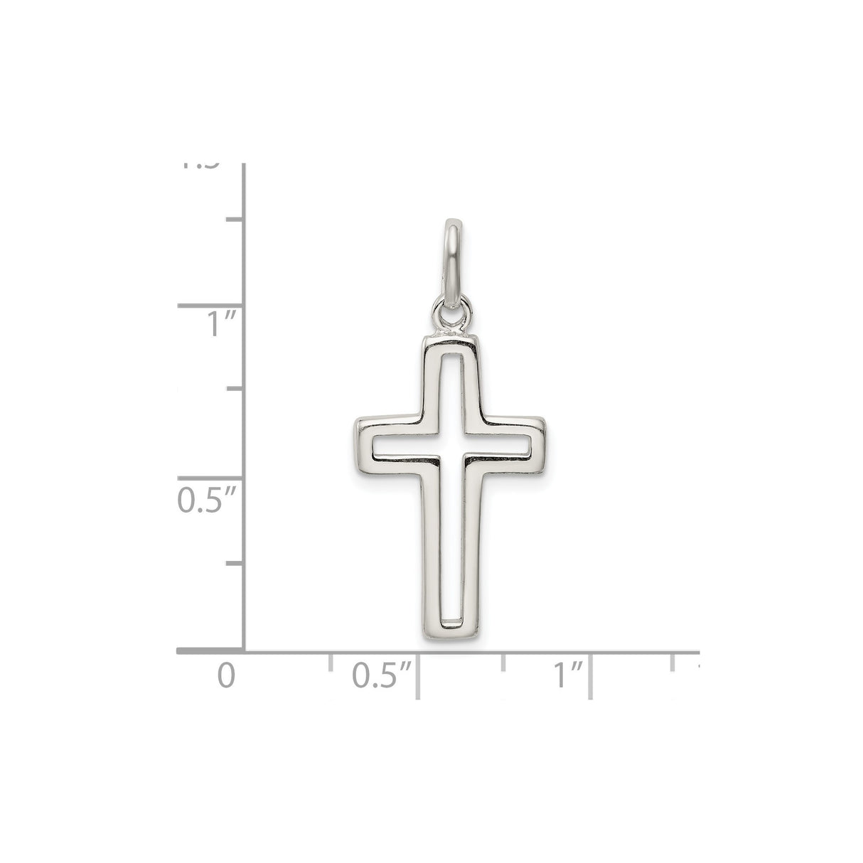 Sterling Silver Cross Pendant with Openwork Design, Sleek Minimalist Faith Jewelry