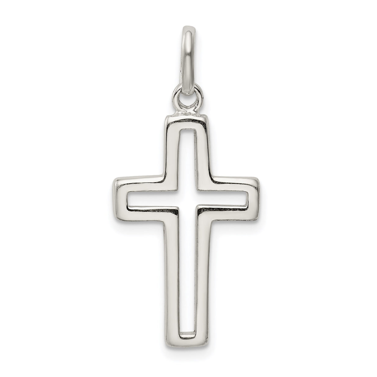 Sterling Silver Cross Pendant with Openwork Design, Sleek Minimalist Faith Jewelry