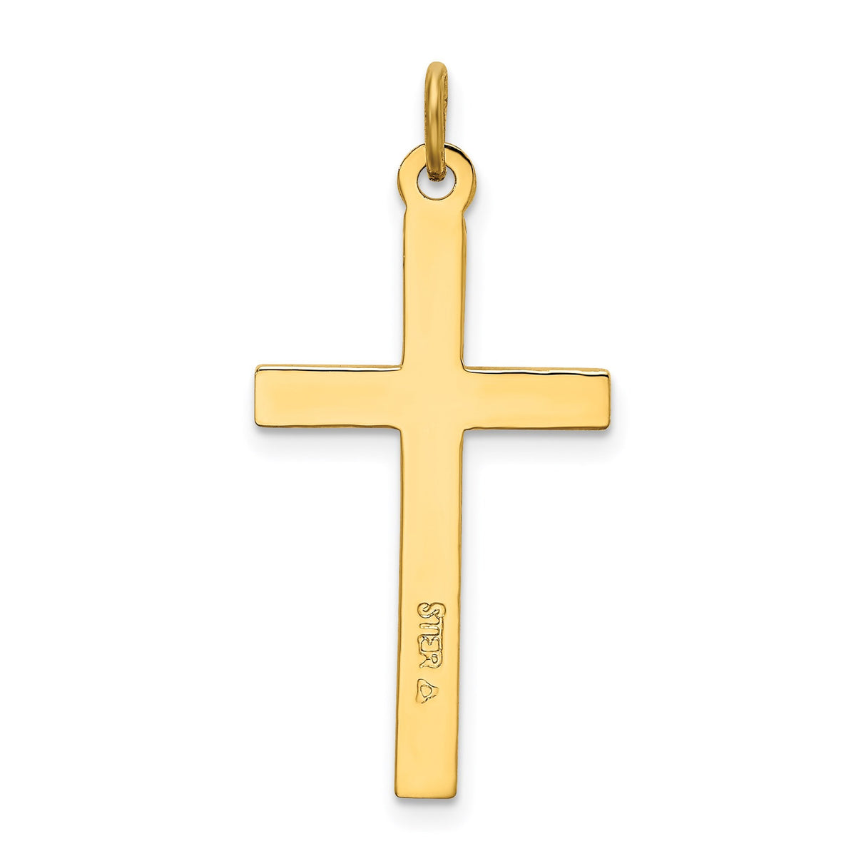 Sterling Silver Cross Pendant with Matte Gold Finish, Beveled Edge, Minimalist Unisex Design