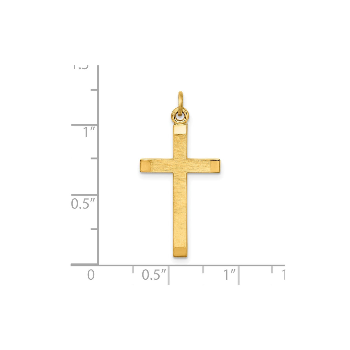 Sterling Silver Cross Pendant with Matte Gold Finish, Beveled Edge, Minimalist Unisex Design