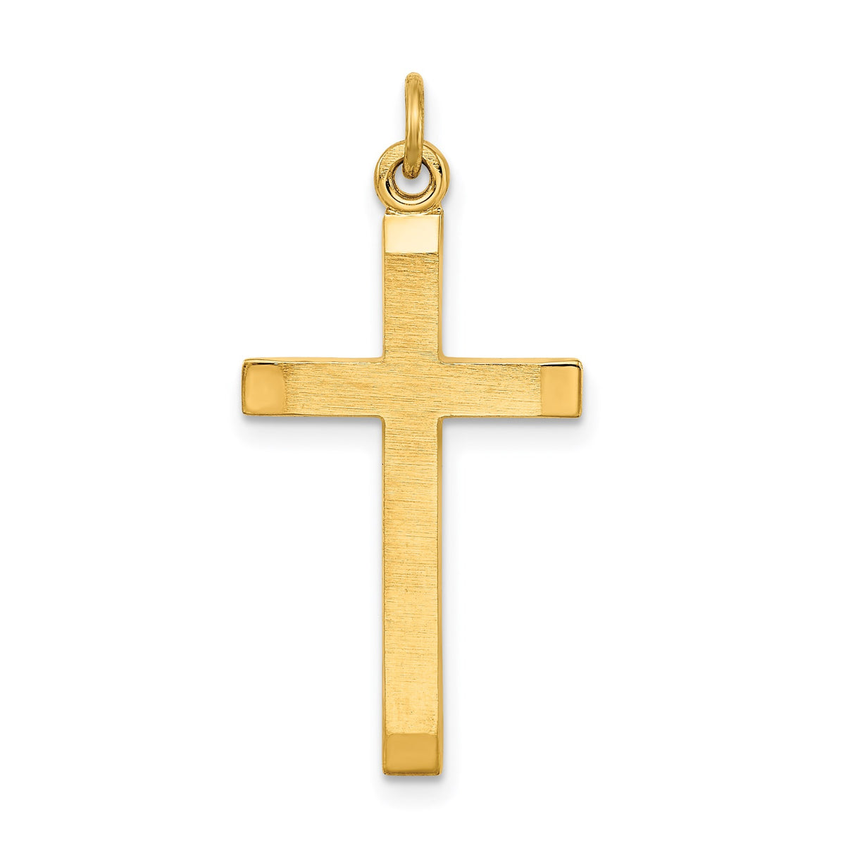 Sterling Silver Cross Pendant with Matte Gold Finish, Beveled Edge, Minimalist Unisex Design
