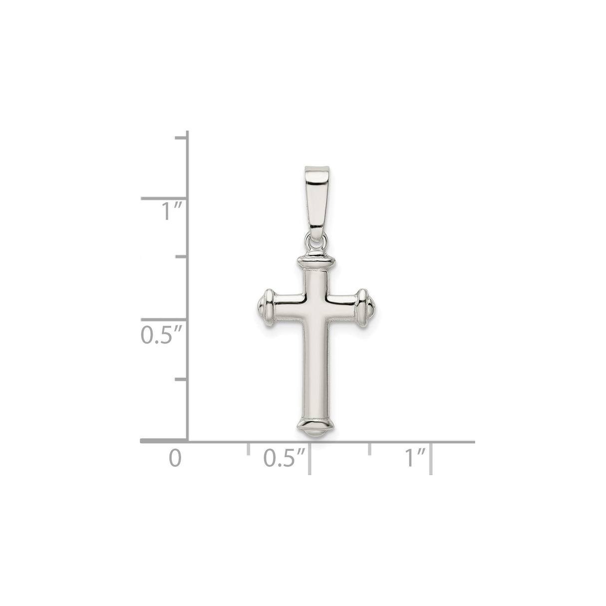 Sterling Silver Cross Pendant with Polished Domed Arms, Latinate Religious Design