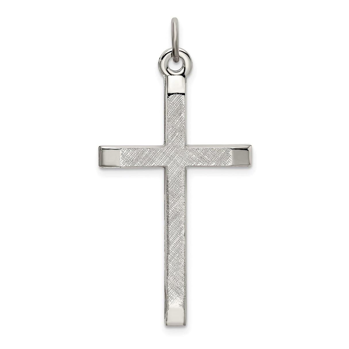 Sterling Silver Cross Pendant with Polished Gold and Textured White Gold Finish
