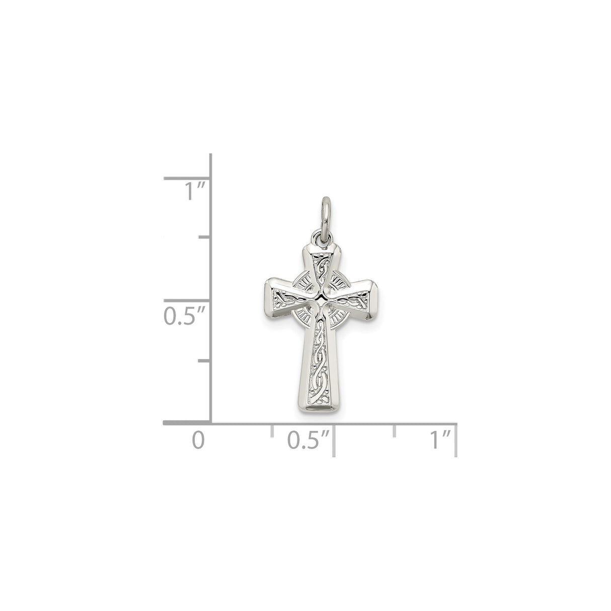 Sterling Silver Celtic Cross Pendant with Interwoven Design and Polished Beveled Edges