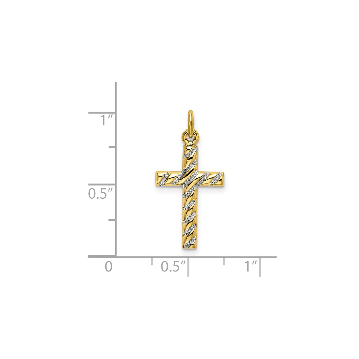 Sterling Silver Twisted Cross Pendant, Polished Finish with Rope Design, Religious Charm