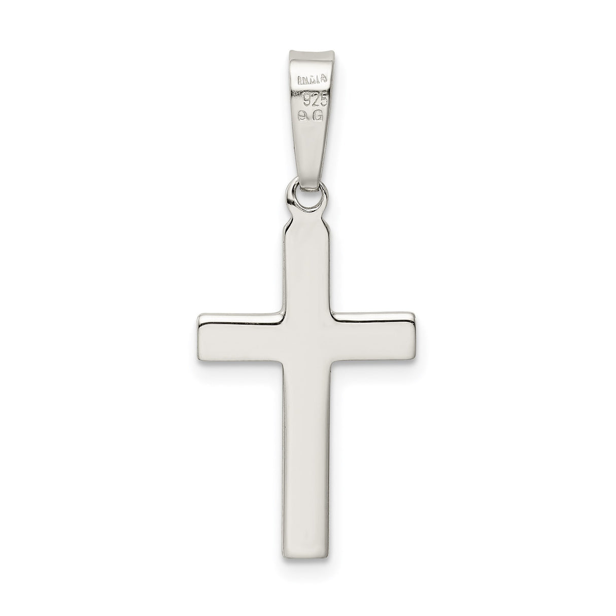 Sterling Silver Cross Pendant with Mirror Finish and Beveled Edge for Men and Women