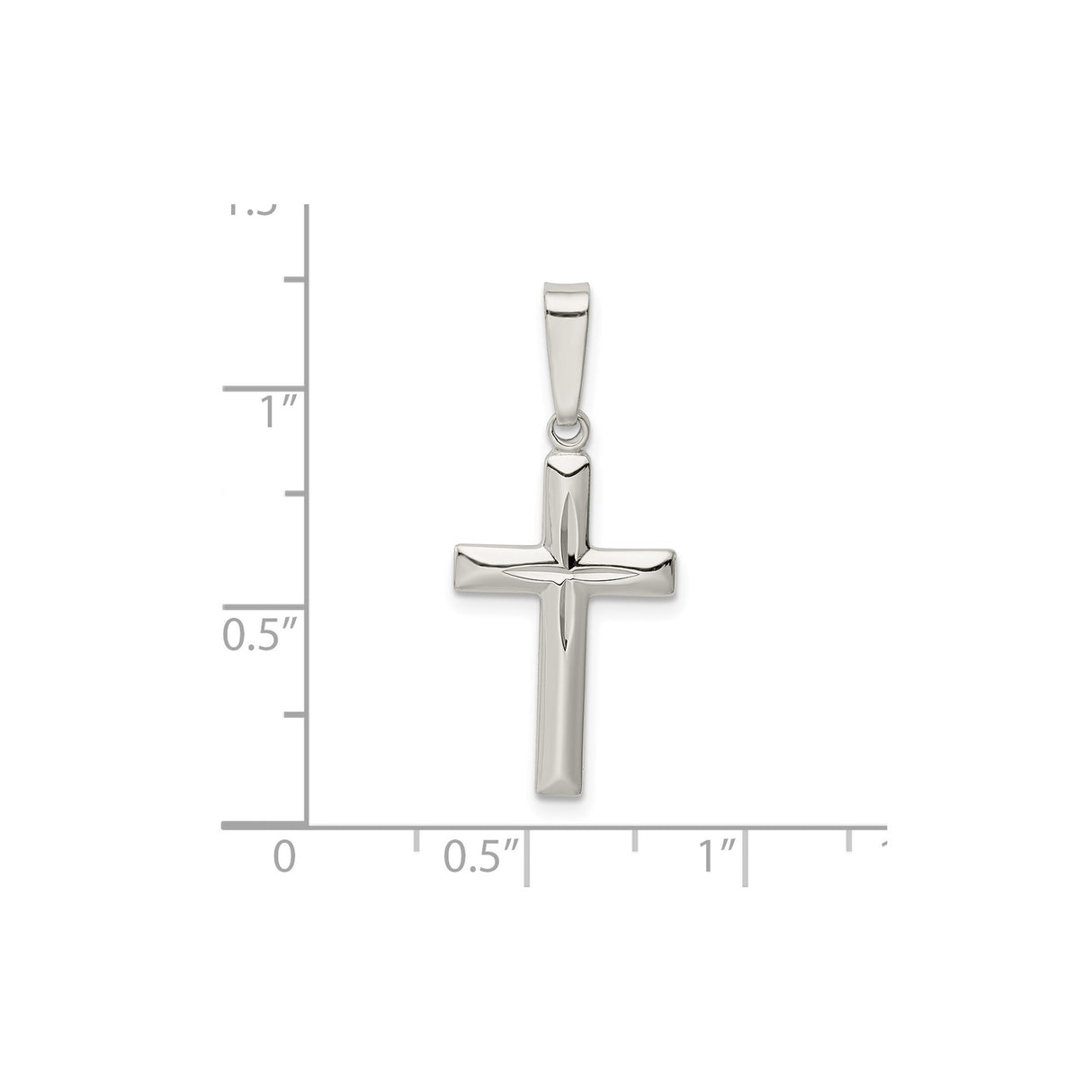 Sterling Silver Cross Pendant with Mirror Finish and Beveled Edge for Men and Women