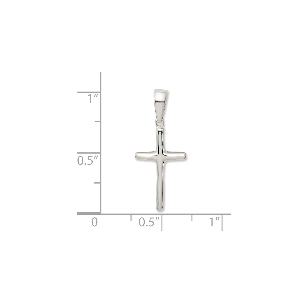 Sterling Silver Cross Pendant with Mirror Finish, Minimalist Spiritual Design for Men and Women