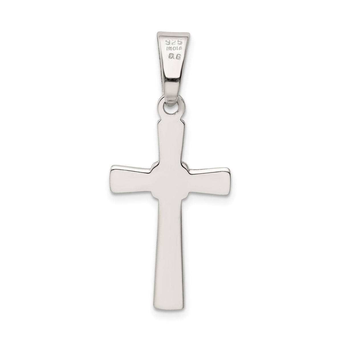 Sterling Silver Cross Pendant with Polished Tapered Arms and Minimalist Design