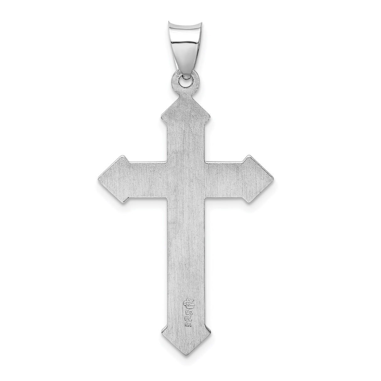 Sterling Silver Cross Pendant with Textured Design, High Polish Finish, Modern Faith Jewelry