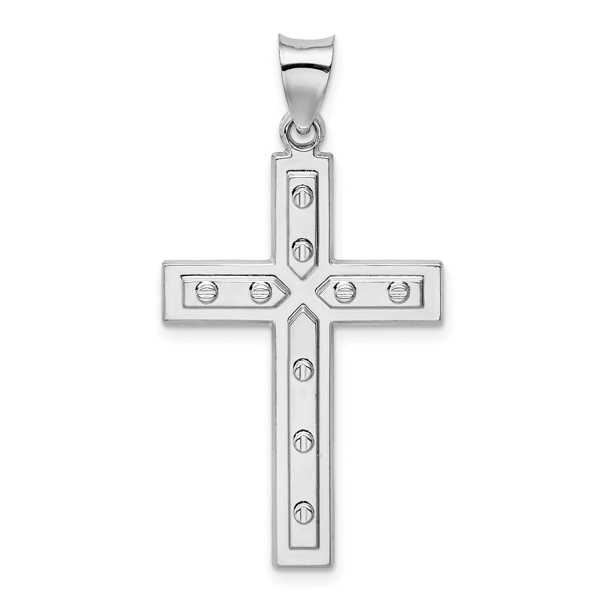 Sterling Silver Cross Pendant with Mirror Finish and Satin Detailing Religious Charm