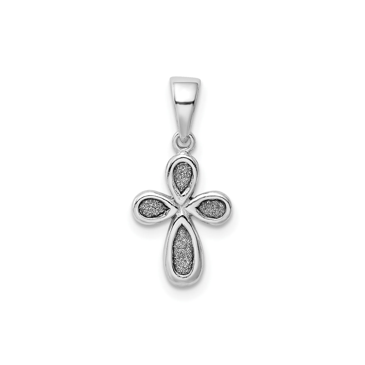 Sterling Silver Cross Pendant with Enamel Texture, Modern Faith Charm, Gold Tone Accent