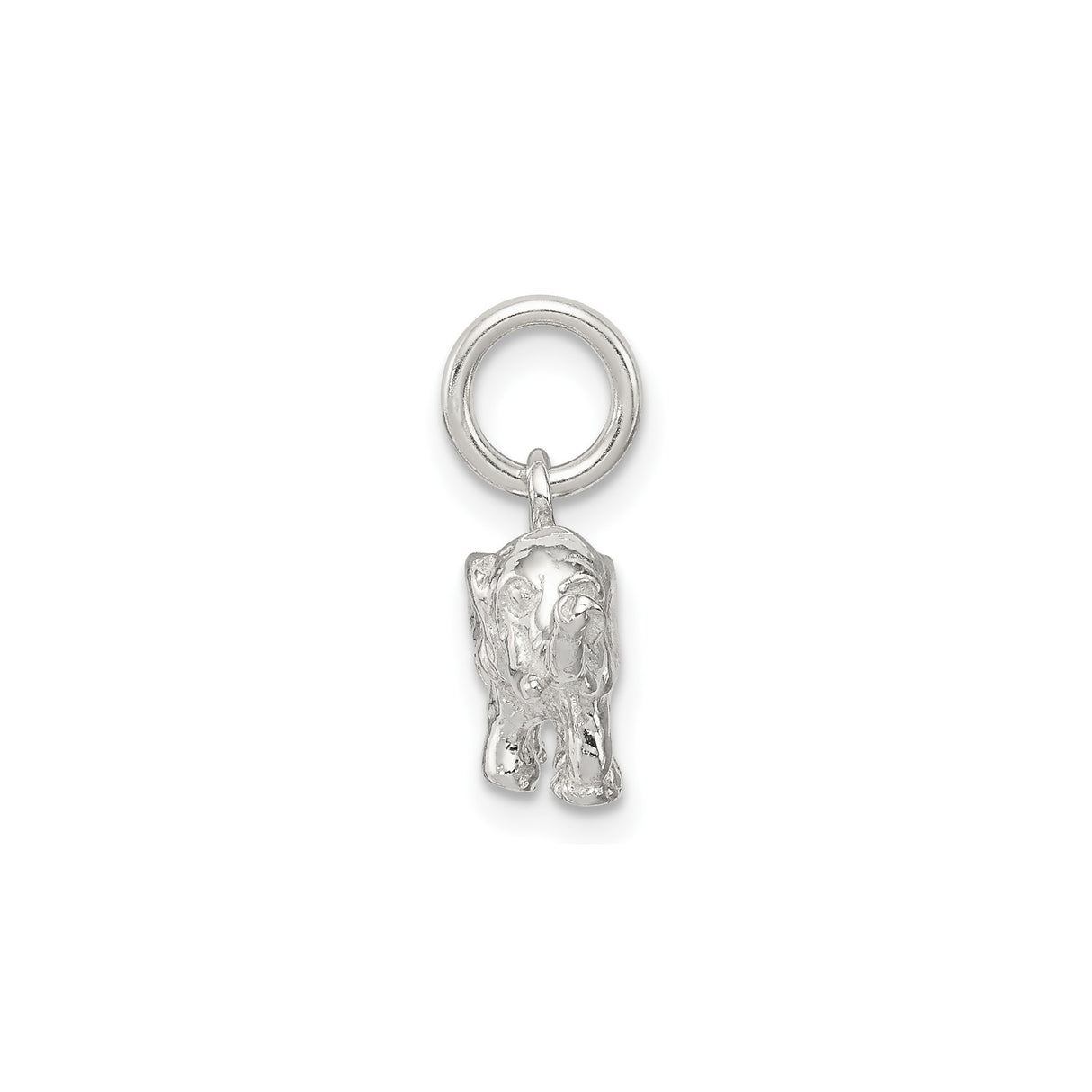 Sterling Silver Elephant Charm Pendant with Raised Trunk, Symbol of Good Luck and Strength