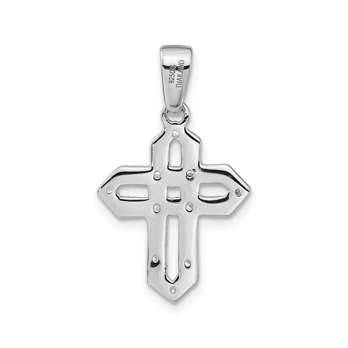 Sterling Silver Cross Pendant with Cubic Zirconia, Woven Openwork Faith Design