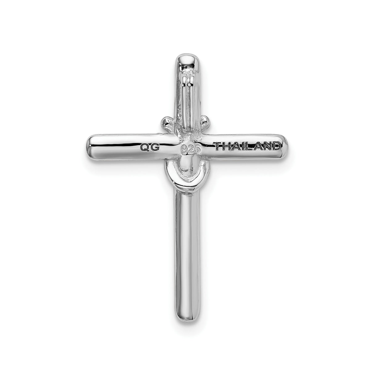 Sterling Silver Cross Pendant with Cubic Zirconia, Minimalist Polished Faith Jewelry