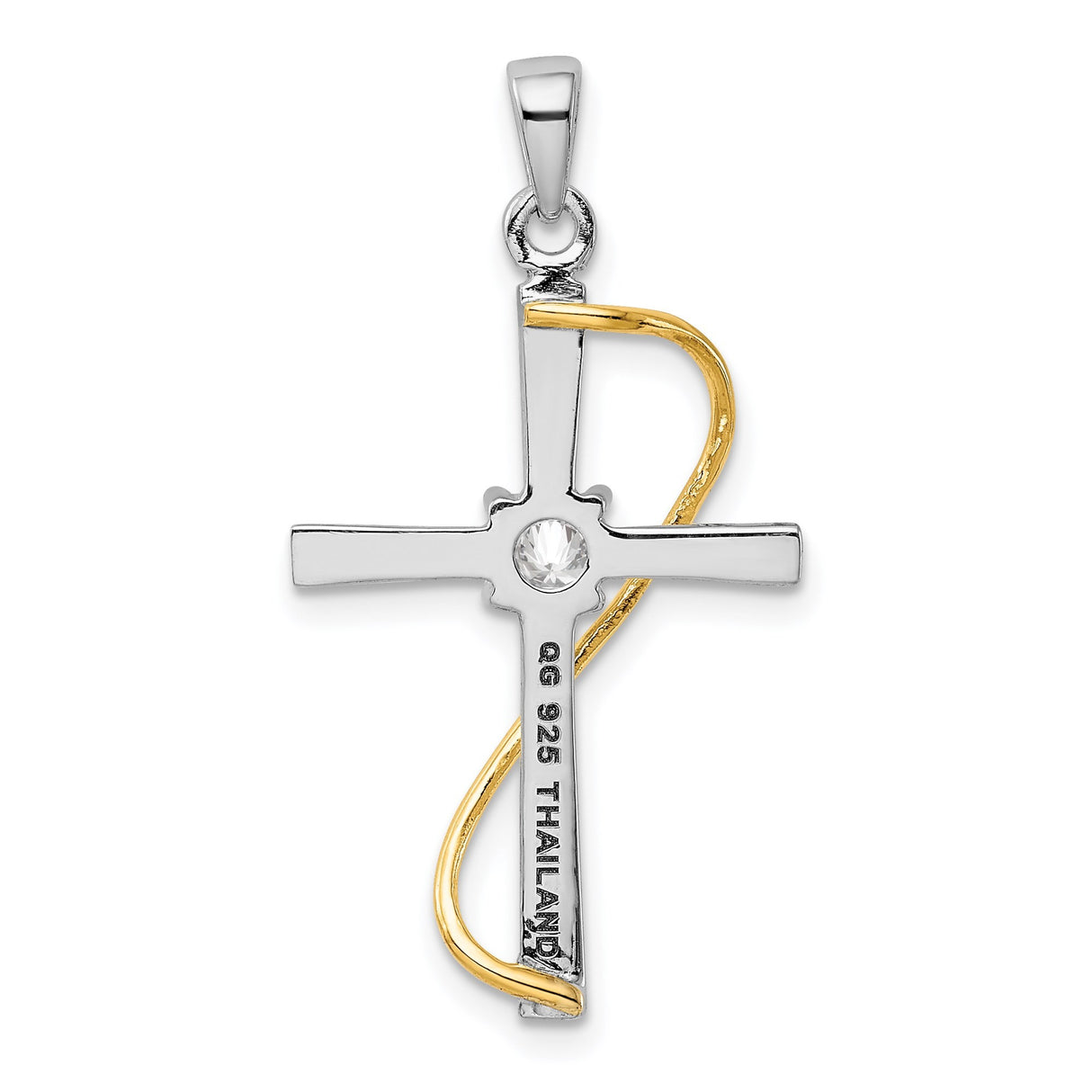 Sterling Silver Cross Pendant with Cubic Zirconia, Gold Tone Accents, Faith Jewelry for Men and Women