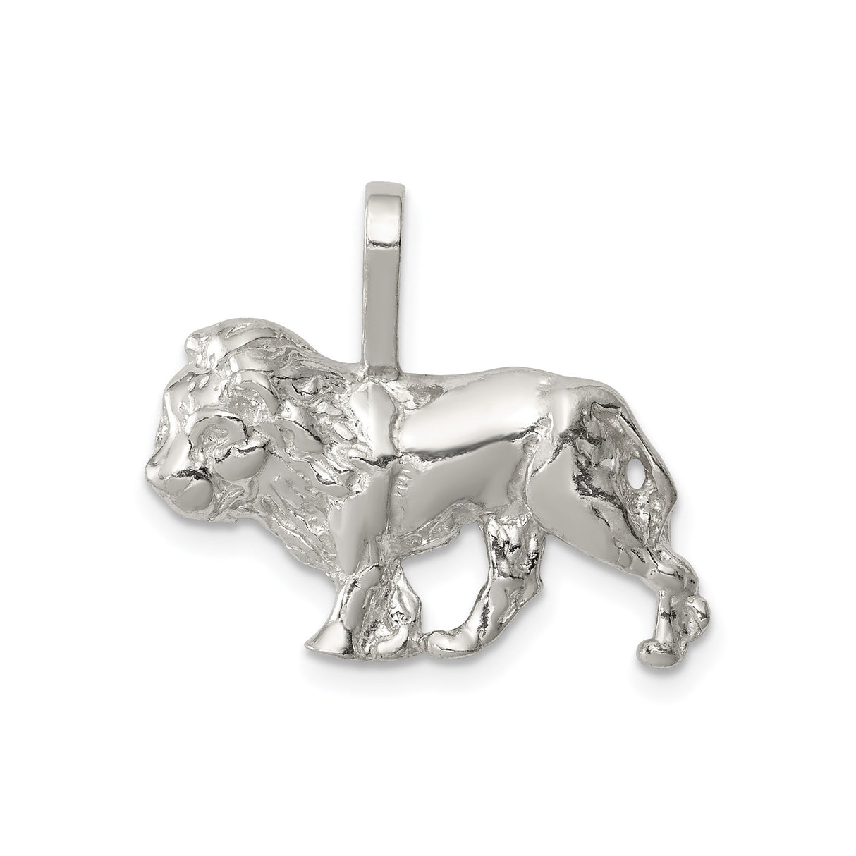 Sterling Silver Lion Pendant with Walking Lion Symbol, Strength and Zodiac Leo Theme