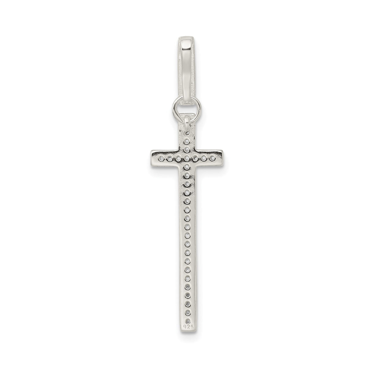 Sterling Silver Cross Pendant with Cubic Zirconia, Minimalist Faith Charm for Men and Women