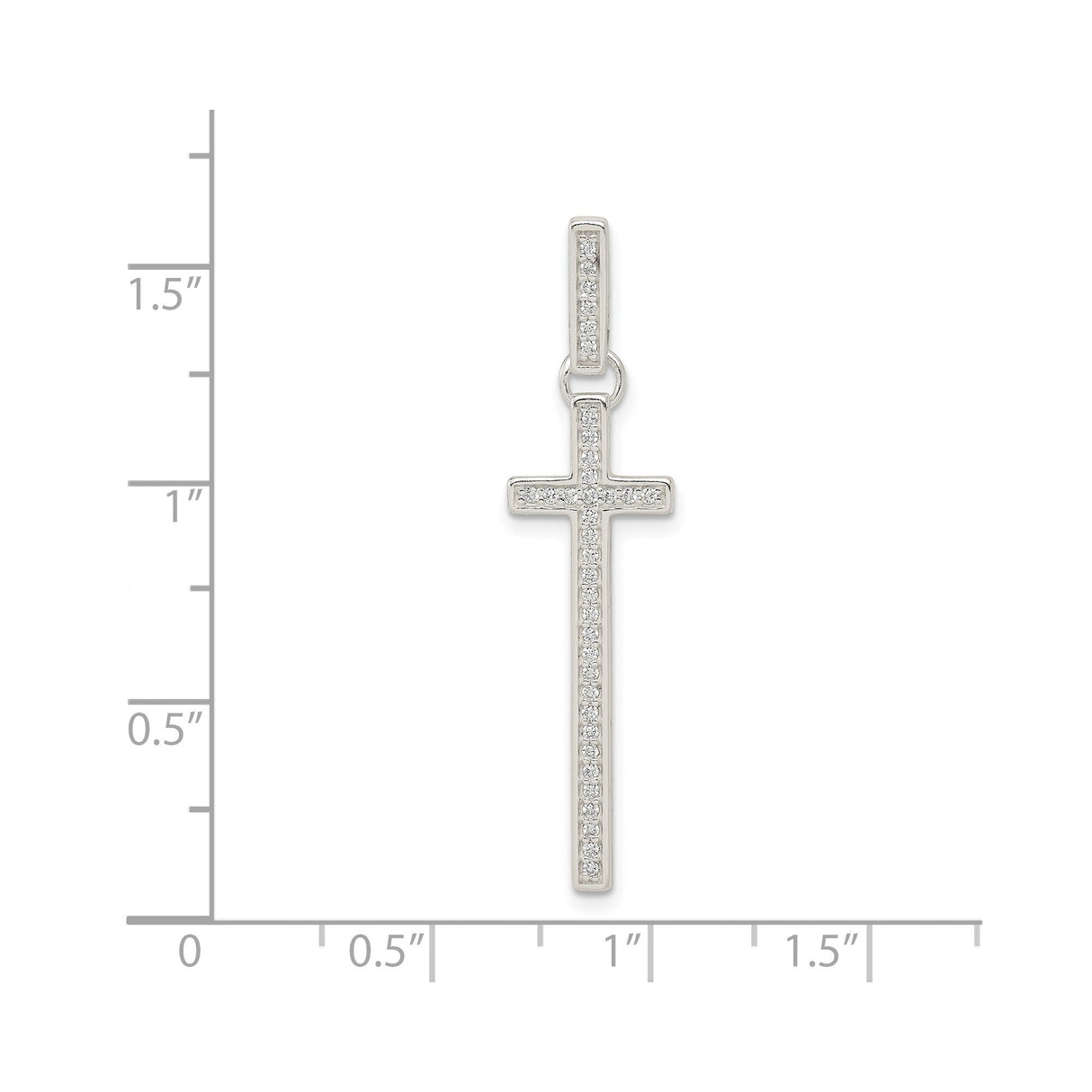 Sterling Silver Cross Pendant with Cubic Zirconia, Minimalist Faith Charm for Men and Women