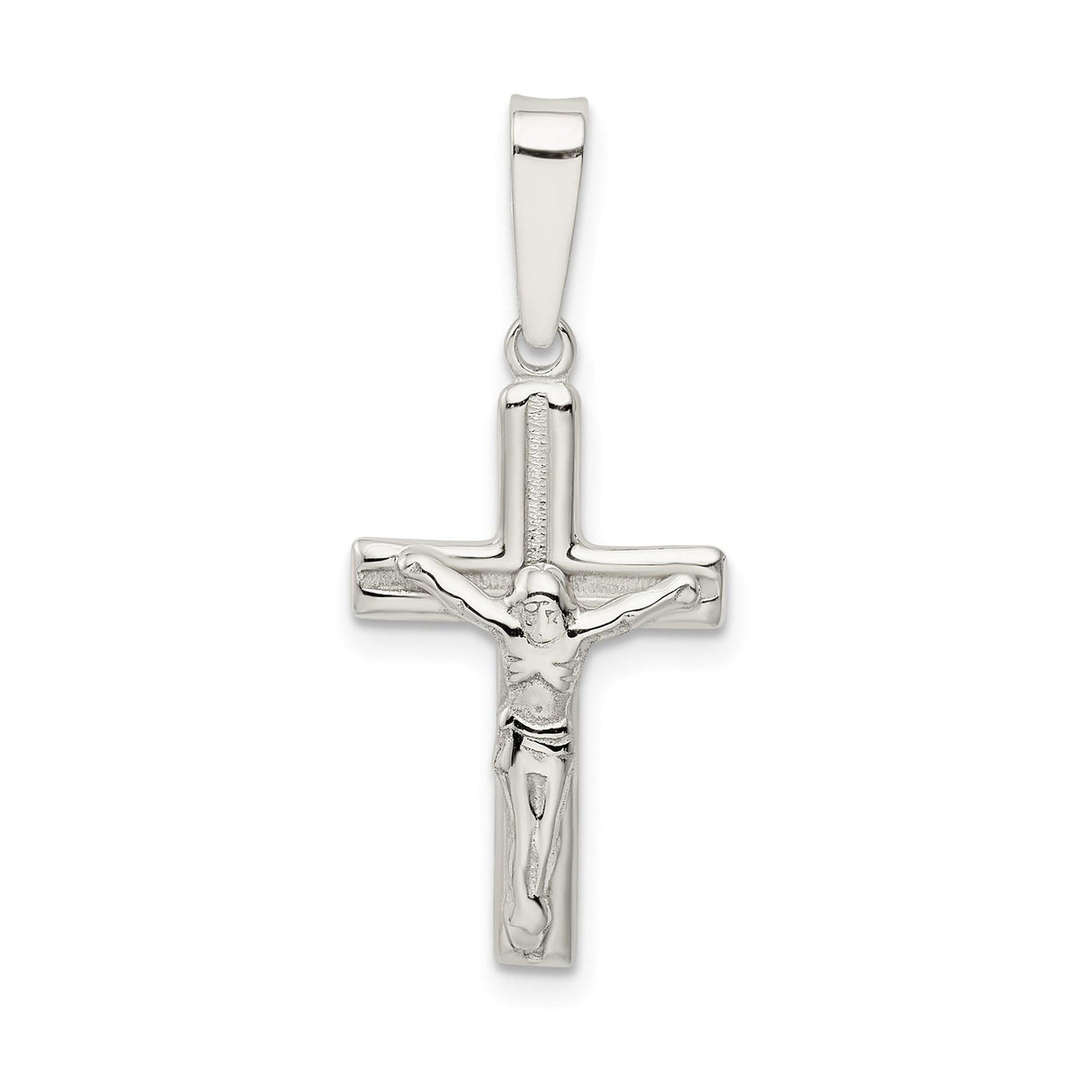 Sterling Silver Crucifix Cross Pendant with Detailed Jesus Charm, Christian Faith Jewelry