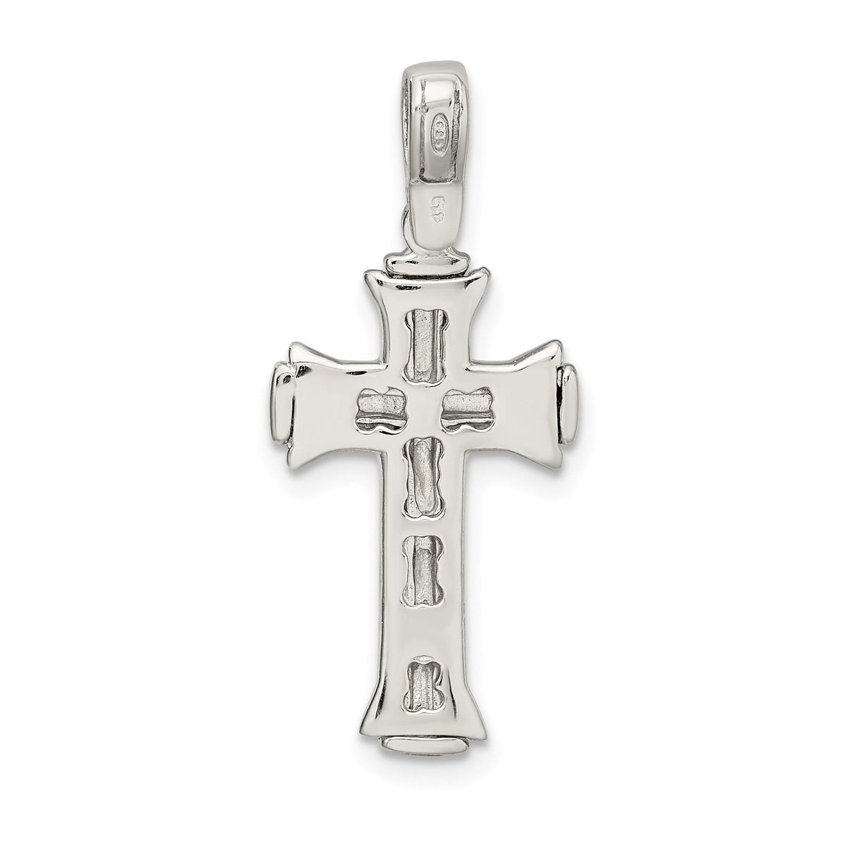 Sterling Silver Crucifix Cross Pendant with Satin and Polished Finish for Men and Women
