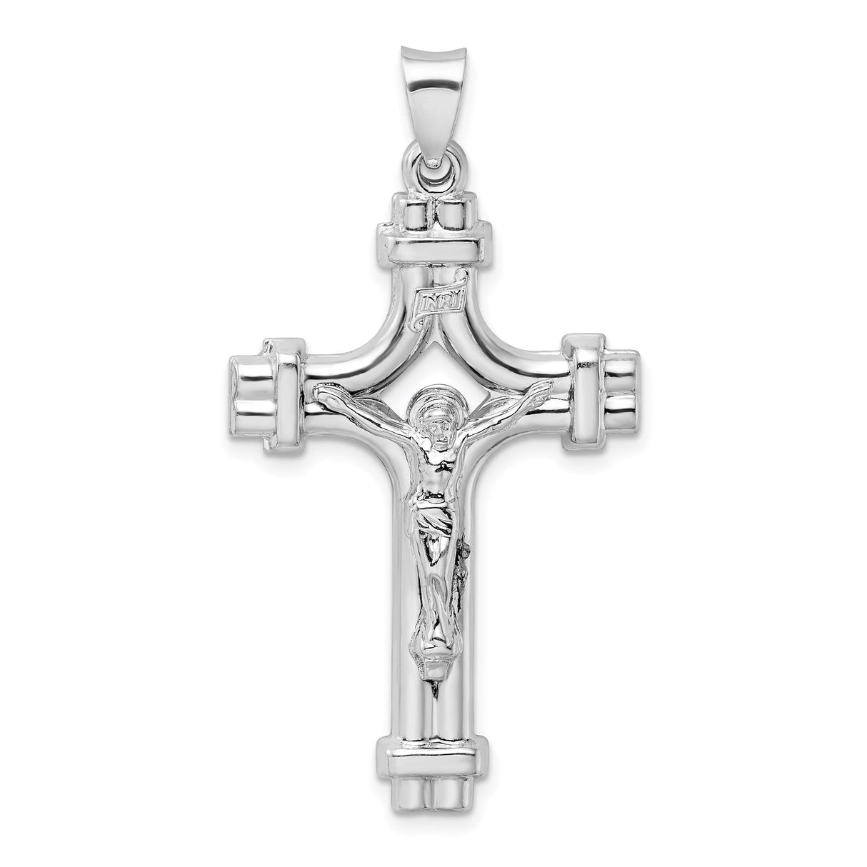 Sterling Silver Crucifix Cross Pendant with INRI Jesus Charm, Religious Christian Jewelry