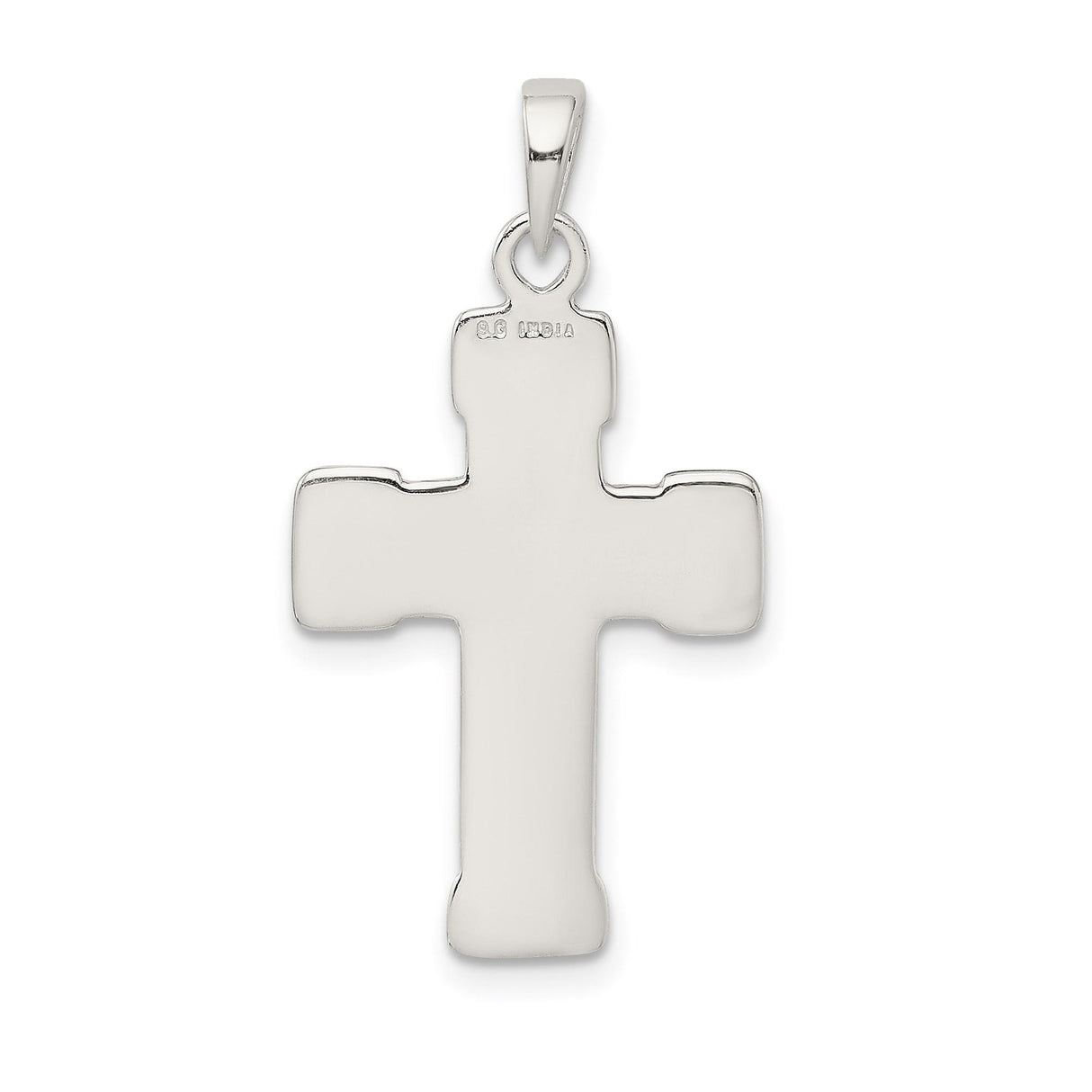 Sterling Silver Crucifix Cross Pendant with Textured and Polished Finish for Men and Women